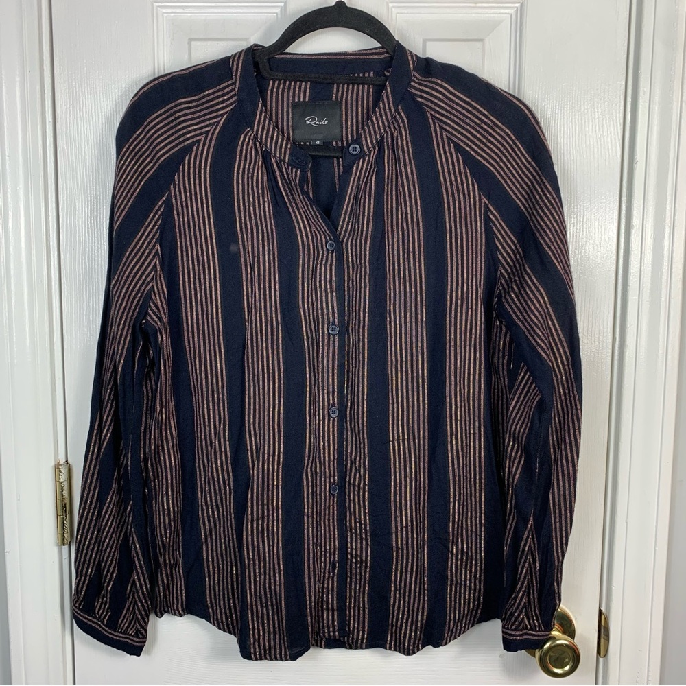 Rails Edith Blouse in Midas Stripe Metallic Size XS - Picture 4 of 8